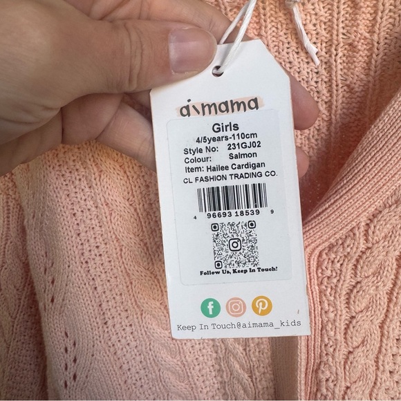 NWT a/mama Peach Knit Oversized Cardigan Girls Size 4/5 - Picture 4 of 5